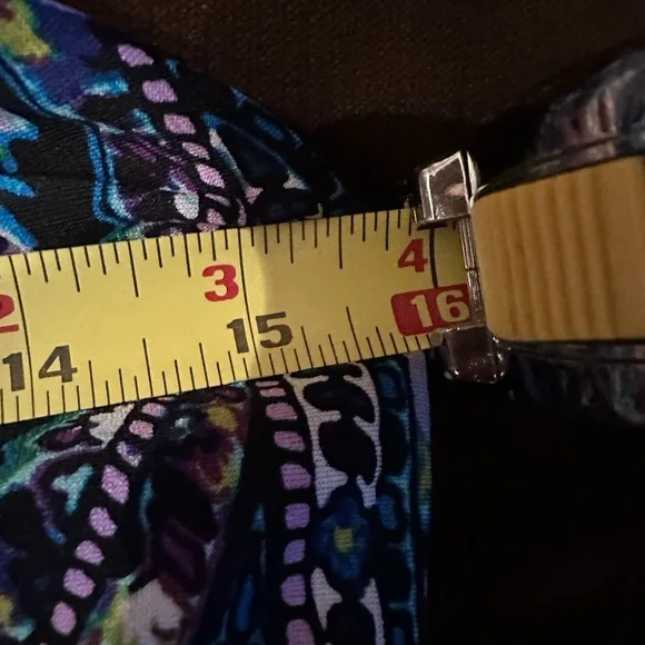 Chico's Vibrant Colors Blue Green Purple & Black Maxi V Neck Dress Sz 0, - Picture 11 of 12